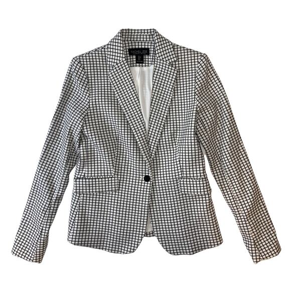Rachel Zoe Black & White Plaid Single Breasted Blazer Size Small - Picture 4 of 11